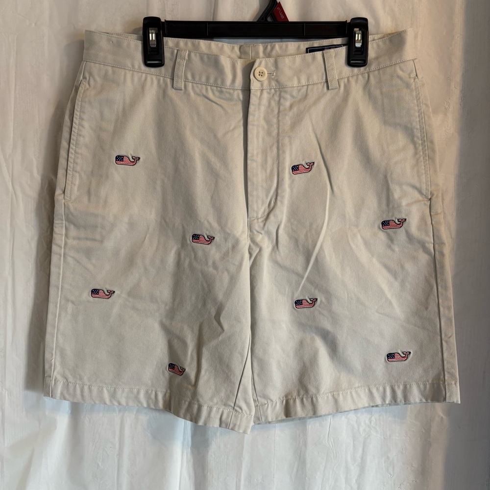 Vineyard Vines American Flag Whale Club Shorts Size 34 Flat Front Preppy‎ Golf